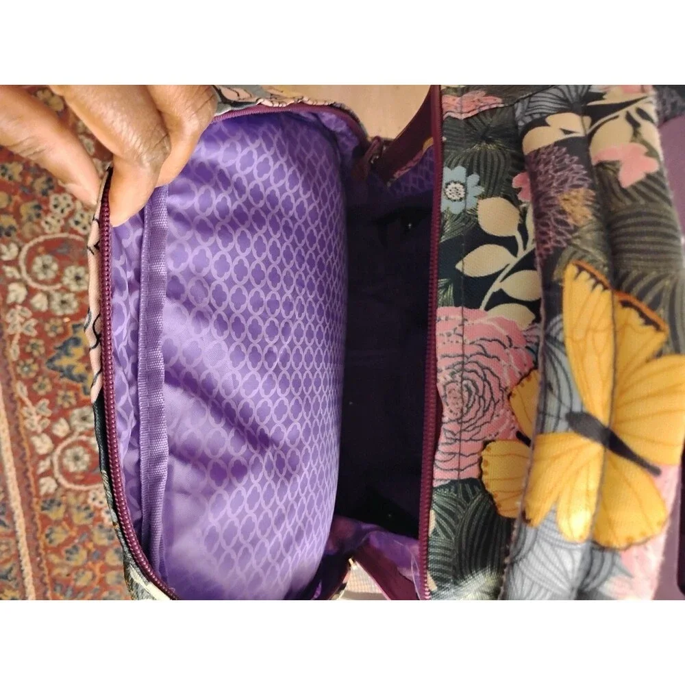 J World New York Rolling Backpack Retractable Handle Mesh Pockets Secret Garden